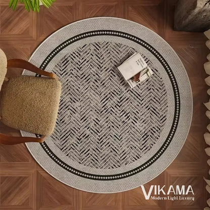 VIKAMA Circular Minimalist Light Luxury Carpet Minimalist Style Sofa Carpet Living Room Home Decoration Washable Floor Mat