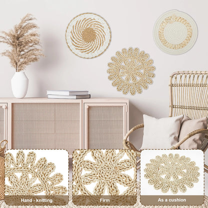 11Pcs Woven Wall Basket Decor Decorative Rattan Wicker Wall Decor Handmade Wicker Wall Baskets Aesthetic Wall Basket Decor Woven