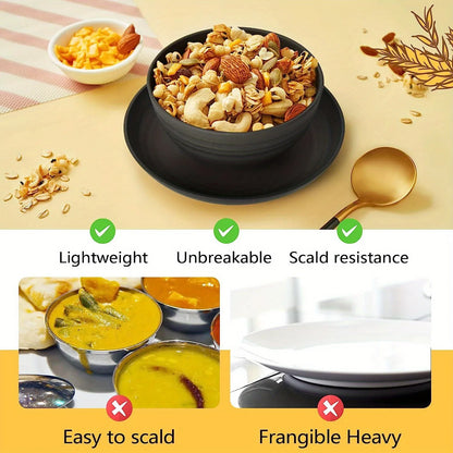 New 16 Pieces/set of Non Fragile Meal Plates, Wheat Straw Dishes, Tableware Set, Microwave Dishwasher, Safe, Reusable Tableware