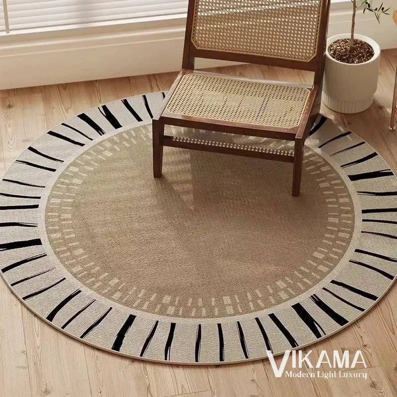 VIKAMA Circular Minimalist Light Luxury Carpet Minimalist Style Sofa Carpet Living Room Home Decoration Washable Floor Mat