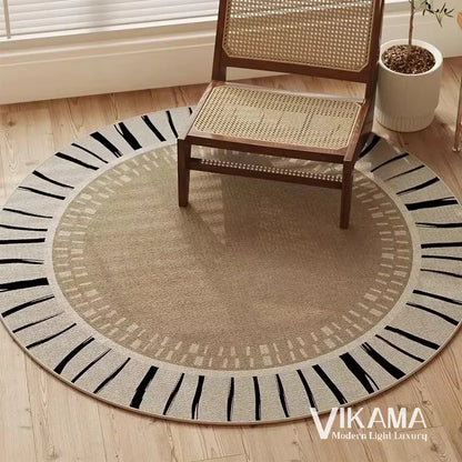 VIKAMA Circular Minimalist Light Luxury Carpet Minimalist Style Sofa Carpet Living Room Home Decoration Washable Floor Mat