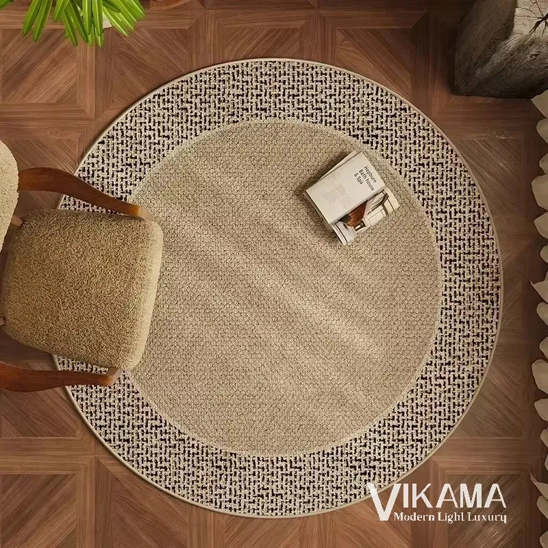 VIKAMA Circular Minimalist Light Luxury Carpet Minimalist Style Sofa Carpet Living Room Home Decoration Washable Floor Mat