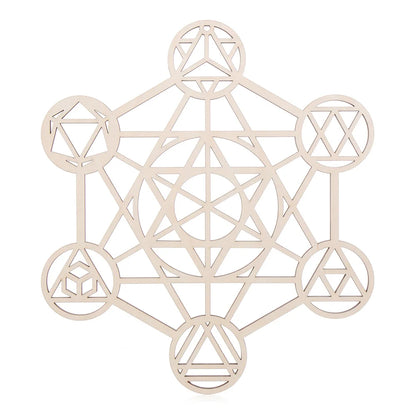 Wooden Wall Art Home Decor Flower Of Life Energy Mat Decorative Boards Crafts Slice Wood Base Coasters Sacred Geometry Ornament