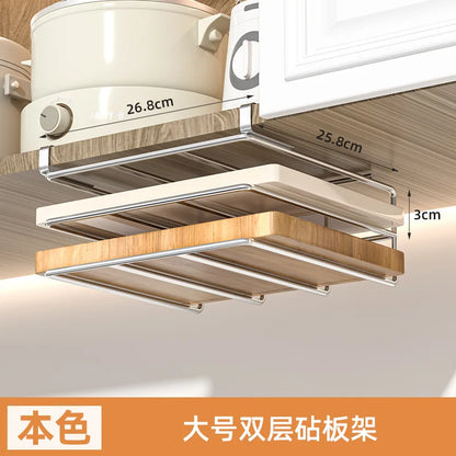 "SpaceSaver Hanging Rack – Sleek Under-Cabinet Storage for Pots, Covers & Kitchen Tools