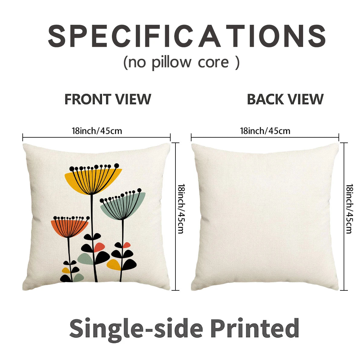 1/4pcs Floral and plant printed pillow cover, Bohemian room living room sofa decoration cushion cover (without pillow core)