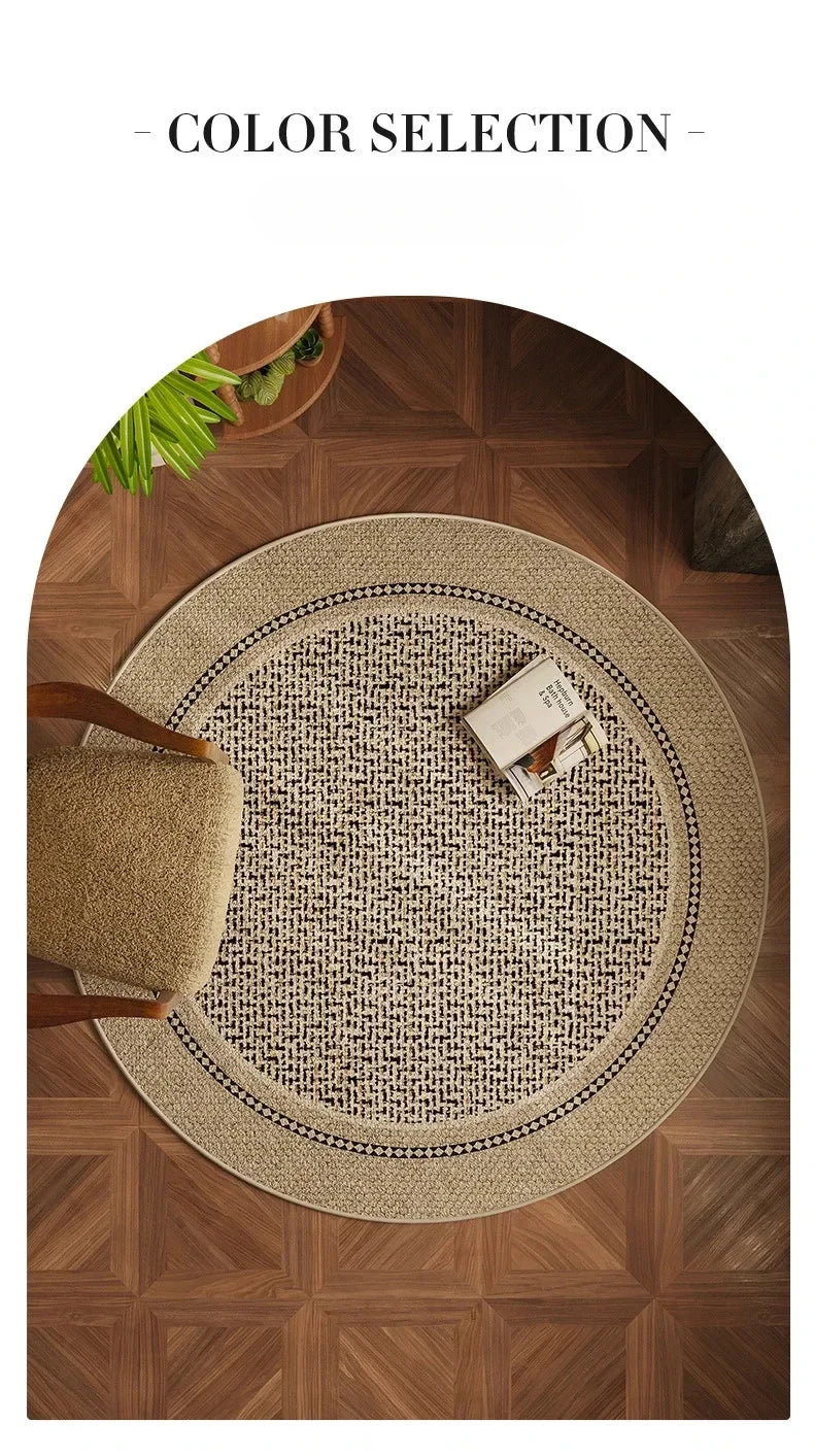 VIKAMA Circular Minimalist Light Luxury Carpet Minimalist Style Sofa Carpet Living Room Home Decoration Washable Floor Mat