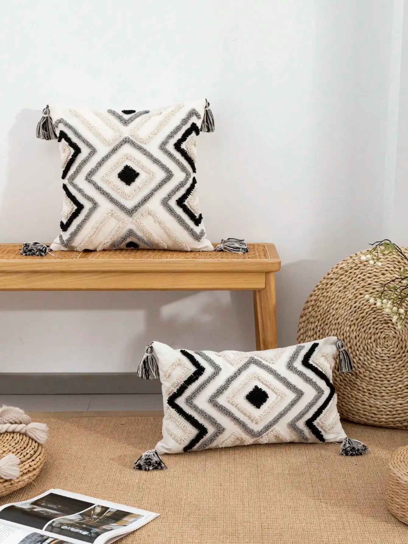 Boho Geometric Throw Pillow Cover