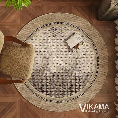 VIKAMA Circular Minimalist Light Luxury Carpet Minimalist Style Sofa Carpet Living Room Home Decoration Washable Floor Mat