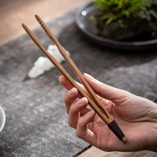 1pc Bamboo Tea Tongs - Natural Durable Retro Handmade Lightweight Tea Clamp for Easy Handling