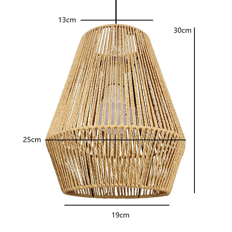 Rattan Pendant Lamp Shade Weaved for Restaurant Bar Bedroom Balcony Pendant Light Simple Retro Hand-woven Rattan