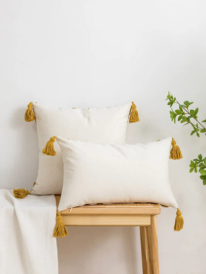 1pc yellow geometric arc pattern cotton sail pillow cover with bohemian style suitable for sofas, living rooms, bedrooms, beds