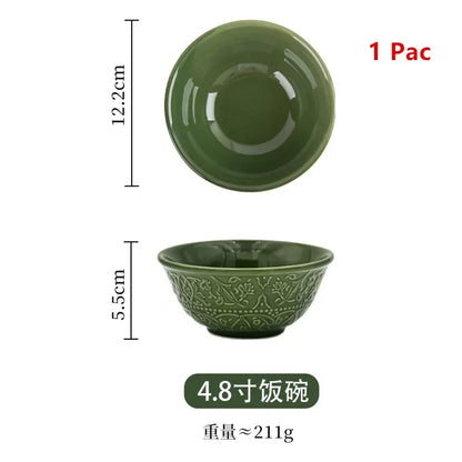 Nuevo juego de vajilla retro con plato de verduras y plato de pescado de cerámica combinado