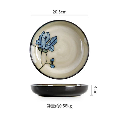 Hand Drawn Mulan Ceramic Plates, Fish Plates, Soup Bowls, Baking Pans, Rice Bowls, Snacks, Creative Retro Round Tableware
