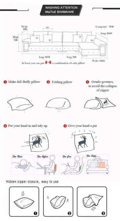 45x45 Boho Style Chenille Decorative Throw Pillow Cover Soft Geometric Lines Cushion Covers 3-color Pillowcase Sofa Living Room