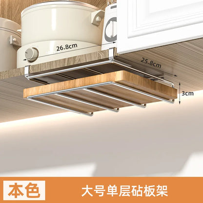 "SpaceSaver Hanging Rack – Sleek Under-Cabinet Storage for Pots, Covers & Kitchen Tools