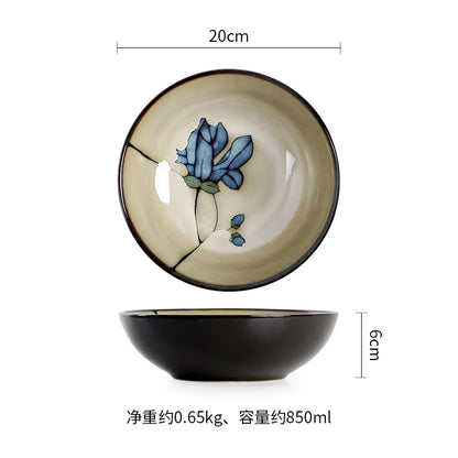 Hand Drawn Mulan Ceramic Plates, Fish Plates, Soup Bowls, Baking Pans, Rice Bowls, Snacks, Creative Retro Round Tableware