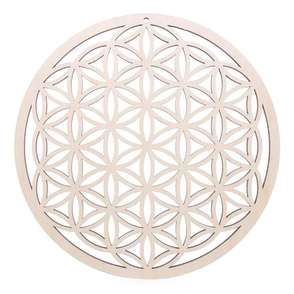 Wooden Wall Art Home Decor Flower Of Life Energy Mat Decorative Boards Crafts Slice Wood Base Coasters Sacred Geometry Ornament
