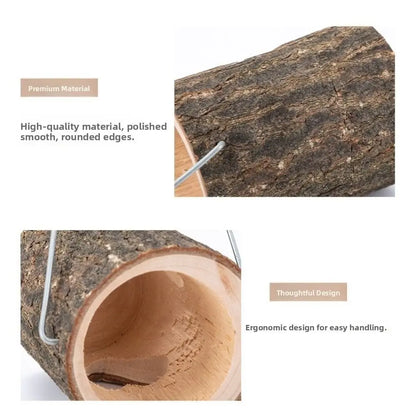 Home Decor Rustic Wood Candlestick Decorative Natural Craft Candelabra with Handle Minimalist Candle Holder Gift