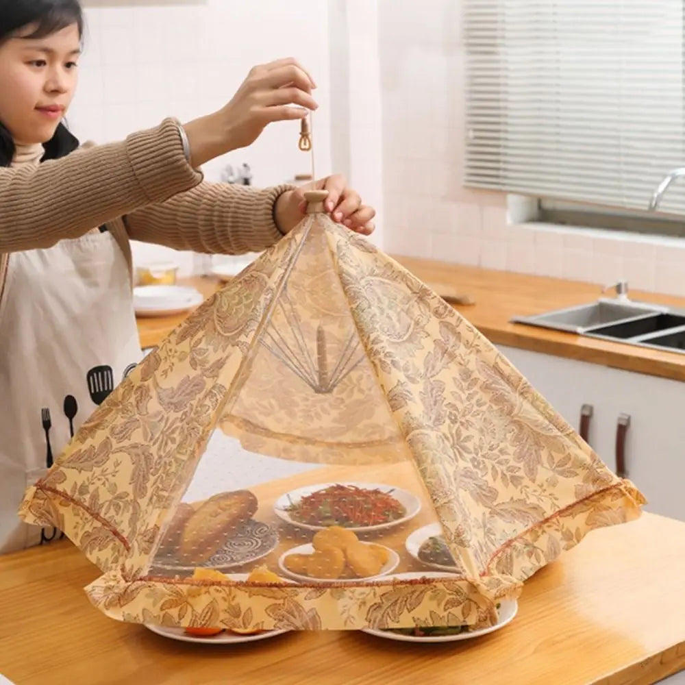 Foldable Food Cover Lace Mesh Vegetable Cover Dustproof Rice Umbrella Style Anti Fly Mosquito Insect Proof Food Bread Cover