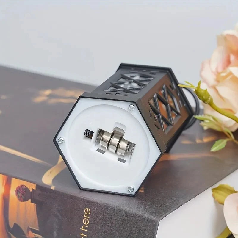 Retro Desktop Lamp - Halloween Ambient Decor & Creative Gift, Hexagonal LED Wind/Candle Lamp, Portable Pony Lamp