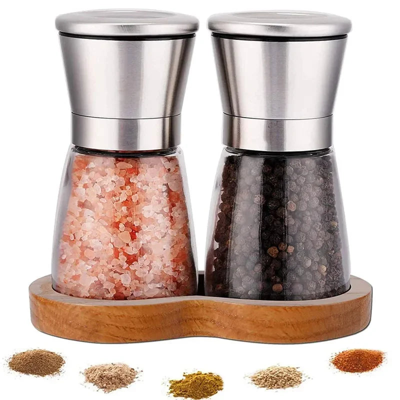 1/2pcs Manual Salt Pepper Grinder Pepper Grinder Salt Grinder Stainless Steel Salt and Pepper Shakers Kitchen Mills Accessories