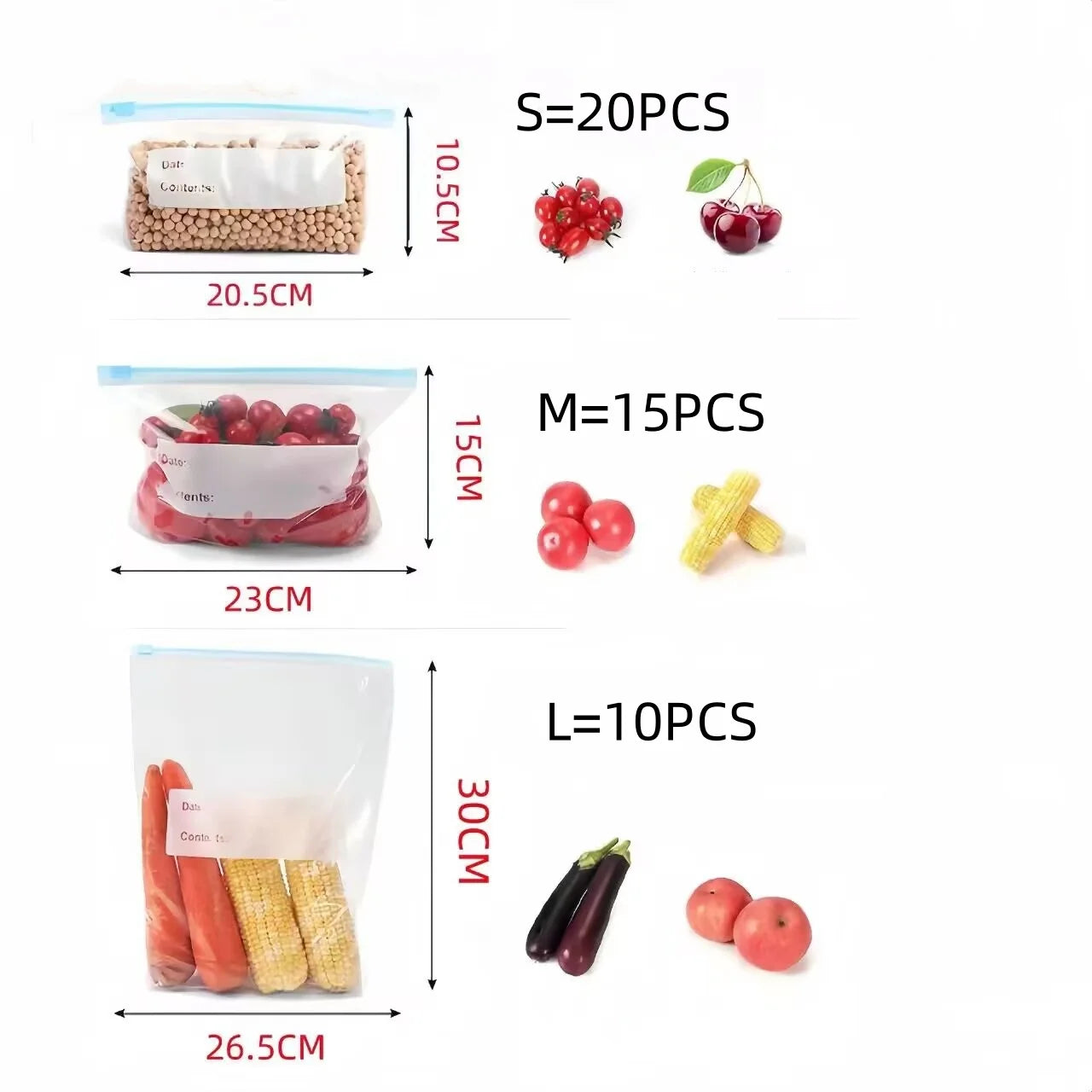 Sacos de Silicone Reutilizáveis – Mantém Alimentos Frescos