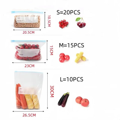 Sacos de Silicone Reutilizáveis – Mantém Alimentos Frescos