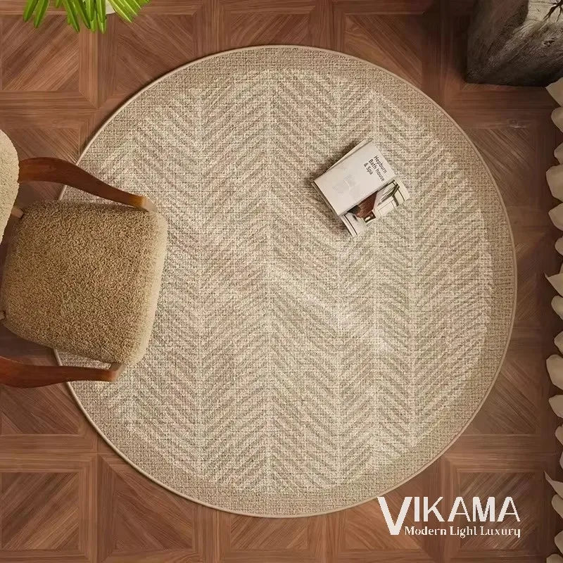 VIKAMA Circular Minimalist Light Luxury Carpet Minimalist Style Sofa Carpet Living Room Home Decoration Washable Floor Mat